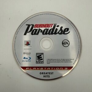 EA Burnout Paradise PS3 Silver Good Greatest Hits Racing Game Disc